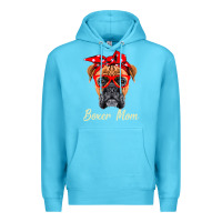 Ocean Blue Boxer Mom Dogs  Mothers Day Dog Lovers Gifts For Women Premium Hoodie - longCreatives