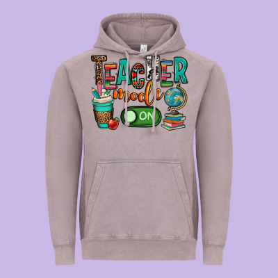 Teacher Mode On Vintage Hoodie Designed By Oliviacreatesart