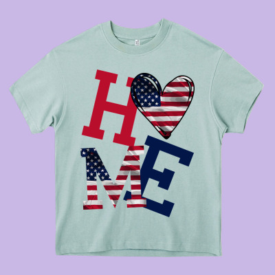 American Flag Home Heavy Core Tee Designed By Bettercallsaul