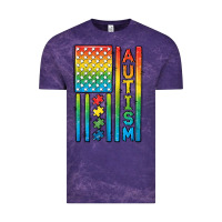 Cloud Purple Autism American Flag Vintage Tee - CowGirlArtShop