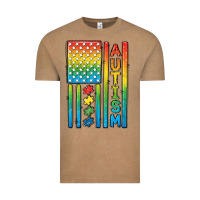 Vintage Coffee Autism American Flag Vintage Tee - CowGirlArtShop