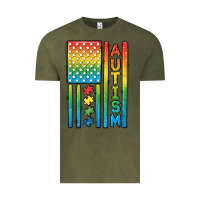 Vintage Olive Autism American Flag Vintage Tee - CowGirlArtShop