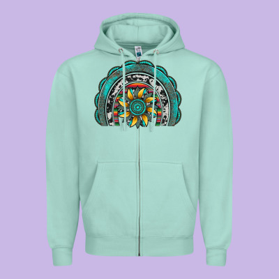 Gemstone Sunflower  Rainbow Zipper Hoodie Designed By Artiststas
