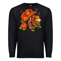 Black fall pumpkins  cowgirl  and roses Premium Sweatshirt - AdoDesignShop