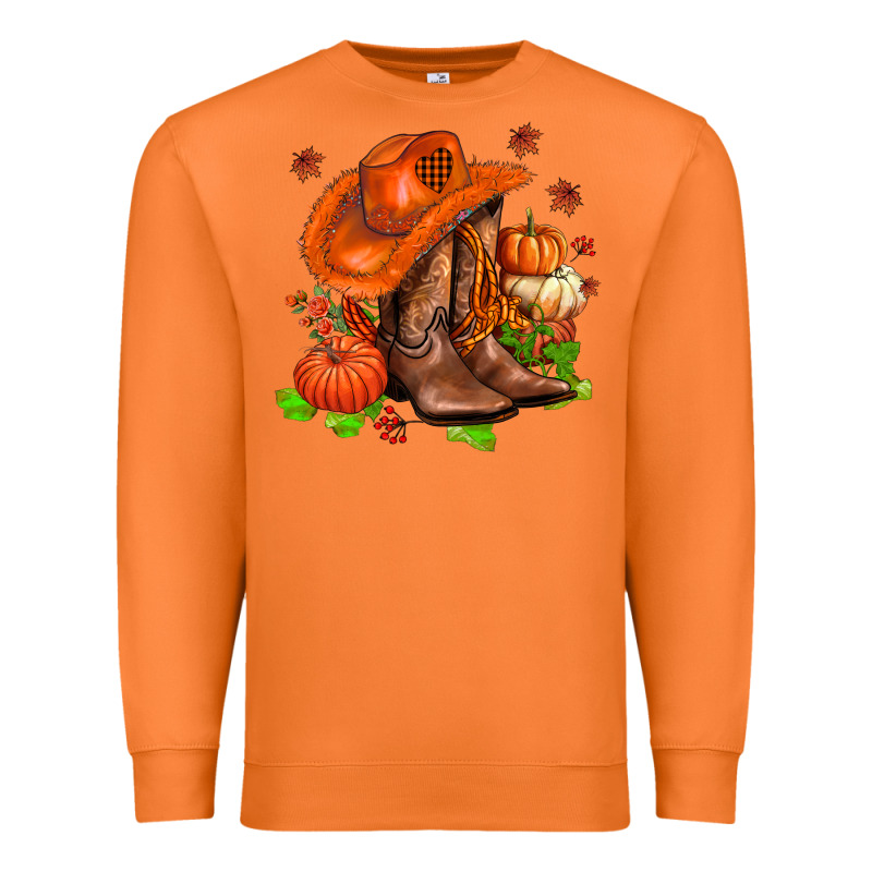 Fall Pumpkins  Cowgirl  And Roses Premium Sweatshirt by AdoDesignShop | Teevron
