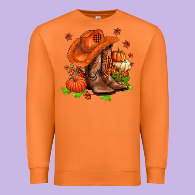 Fall Pumpkins  Cowgirl  And Roses Premium Sweatshirt Designed By Adodesignshop