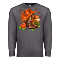 Charcoal Heather fall pumpkins  cowgirl  and roses Premium Sweatshirt - AdoDesignShop