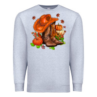 Heather Grey fall pumpkins  cowgirl  and roses Premium Sweatshirt - AdoDesignShop