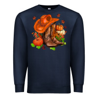 Navy fall pumpkins  cowgirl  and roses Premium Sweatshirt - AdoDesignShop