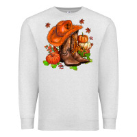 Oatmeal Heather fall pumpkins  cowgirl  and roses Premium Sweatshirt - AdoDesignShop