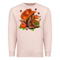 Pale Pink fall pumpkins  cowgirl  and roses Premium Sweatshirt - AdoDesignShop