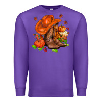 Purple fall pumpkins  cowgirl  and roses Premium Sweatshirt - AdoDesignShop