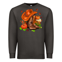 Smoke fall pumpkins  cowgirl  and roses Premium Sweatshirt - AdoDesignShop