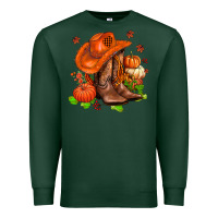 Sports Green fall pumpkins  cowgirl  and roses Premium Sweatshirt - AdoDesignShop