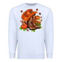 White fall pumpkins  cowgirl  and roses Premium Sweatshirt - AdoDesignShop