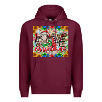Burgundy Love Christmas cow Premium Hoodie - CowhideDigitalArt