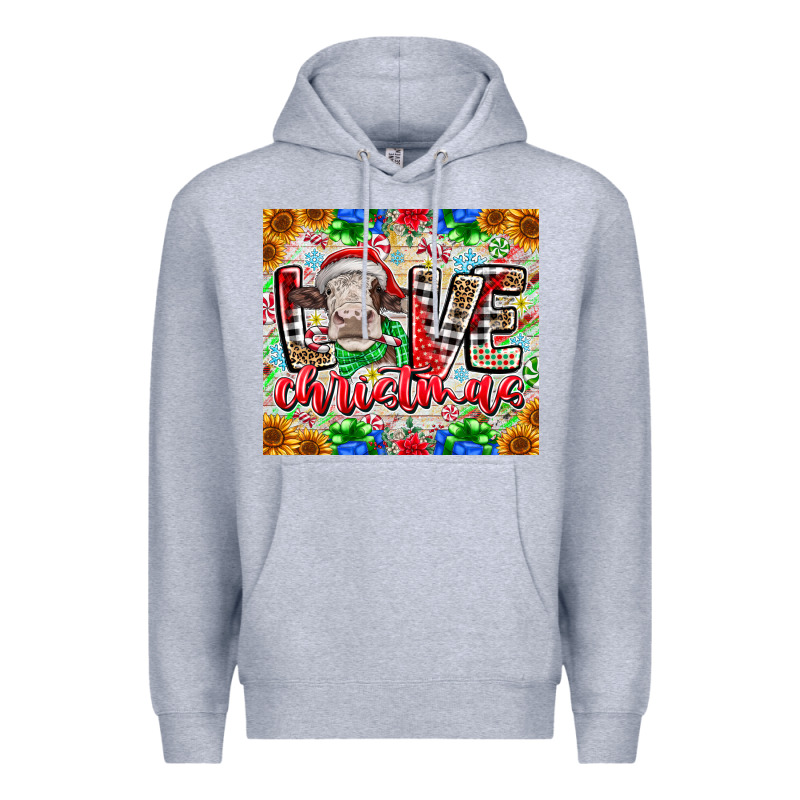 Love Christmas Cow Premium Hoodie by CowhideDigitalArt | Teevron
