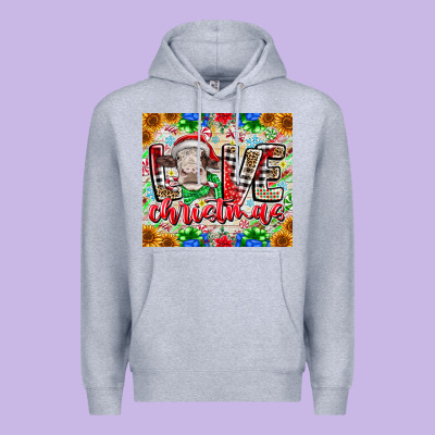 Love Christmas Cow Premium Hoodie Designed By Cowhidedigitalart