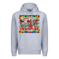 Heather Grey Love Christmas cow Premium Hoodie - CowhideDigitalArt