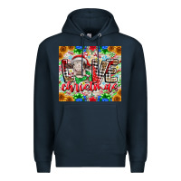 Navy Love Christmas cow Premium Hoodie - CowhideDigitalArt