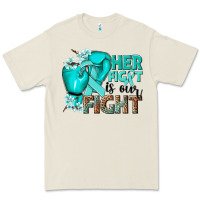 Bone Her fight is our fight Ovarian Cancer teal ribbon Premium Tee - NancyCooperArtShop