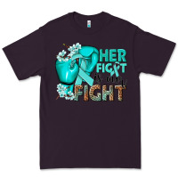 Plum Her fight is our fight Ovarian Cancer teal ribbon Premium Tee - NancyCooperArtShop