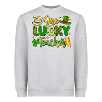 Heather Grey one lucky teacher Heavyweight Sweatshirt - Artiststas