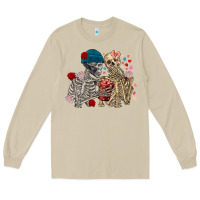 Mushroom Skeleton couple Valentine's Day Long Sleeve Tee - FaDigitalArtStudio