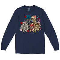 Navy Skeleton couple Valentine's Day Long Sleeve Tee - FaDigitalArtStudio