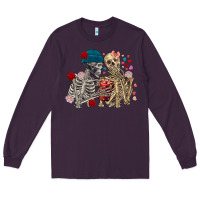 Plum Skeleton couple Valentine's Day Long Sleeve Tee - FaDigitalArtStudio