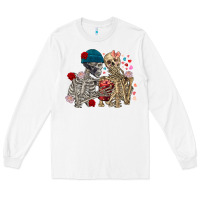 White Skeleton couple Valentine's Day Long Sleeve Tee - FaDigitalArtStudio