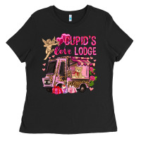 Black Cupid's love lodge with truck Valentine's Day Ladies Tee - HowdyJamesFarm