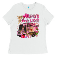 White Cupid's love lodge with truck Valentine's Day Ladies Tee - HowdyJamesFarm
