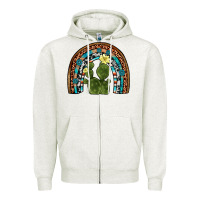 Oatmeal Heather cactus gemstone rainbow Zipper Hoodie - Artiststas