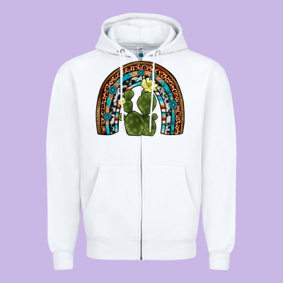 Cactus Gemstone Rainbow Zipper Hoodie Designed By Artiststas