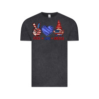 Vintage Black Peace love America with gnome 4th of july Vintage Tee - HowdyJamesFarm