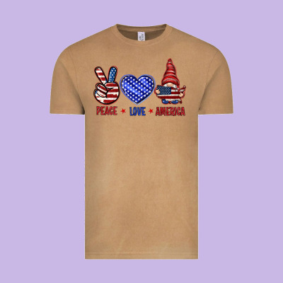 Peace Love America With Gnome 4th Of July Vintage Tee Designed By Howdyjamesfarm