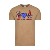 Vintage Coffee Peace love America with gnome 4th of july Vintage Tee - HowdyJamesFarm