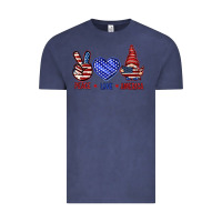 Vintage Denim Peace love America with gnome 4th of july Vintage Tee - HowdyJamesFarm