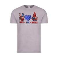 Vintage Zinc Peace love America with gnome 4th of july Vintage Tee - HowdyJamesFarm