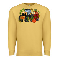 Antique Gold fall tractor with pumpkin Premium Sweatshirt - AdoDesignShop