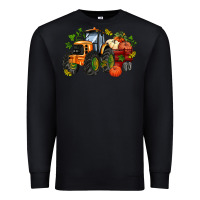 Black fall tractor with pumpkin Premium Sweatshirt - AdoDesignShop