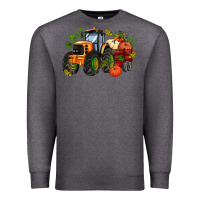 Charcoal Heather fall tractor with pumpkin Premium Sweatshirt - AdoDesignShop