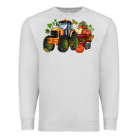 Dove Grey fall tractor with pumpkin Premium Sweatshirt - AdoDesignShop