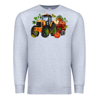 Heather Grey fall tractor with pumpkin Premium Sweatshirt - AdoDesignShop