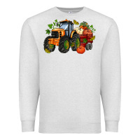 Oatmeal Heather fall tractor with pumpkin Premium Sweatshirt - AdoDesignShop