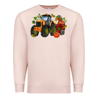Pale Pink fall tractor with pumpkin Premium Sweatshirt - AdoDesignShop