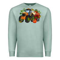 Seafoam fall tractor with pumpkin Premium Sweatshirt - AdoDesignShop