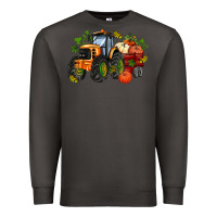 Smoke fall tractor with pumpkin Premium Sweatshirt - AdoDesignShop