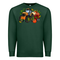 Sports Green fall tractor with pumpkin Premium Sweatshirt - AdoDesignShop